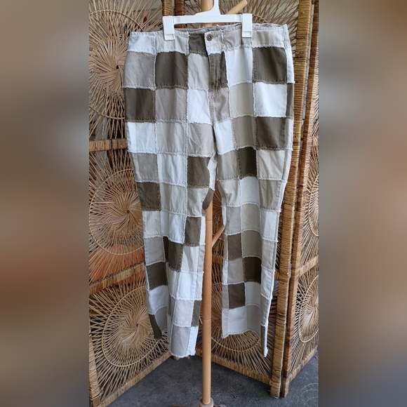 Vintage Y2K Zana Di Beige Cotton Patchwork Pants_16 - Picture 2 of 5